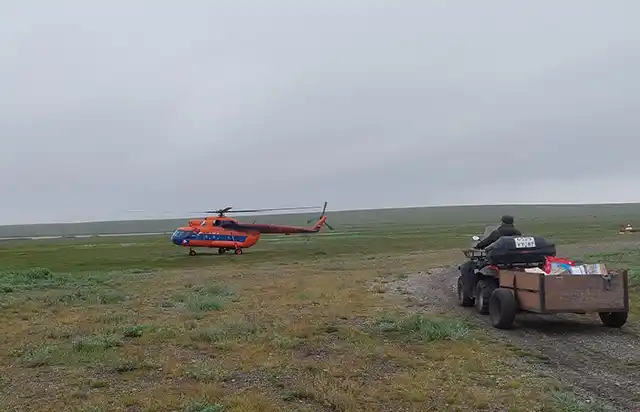Helicopters and all-terrain vehicles were needed to access reindeer herders in the Russian tundra. Credit- Eugenia Bragina WCS