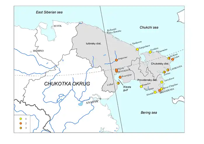 Map depicting surveyed settlements